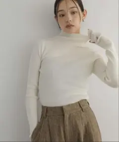 hellam フィンガーホールタートルネックリブニット