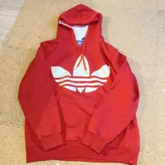 値下げしました　アメリカ adidas購入　赤　パーカー　ビッグロゴ