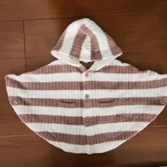 【美品】GELATO PIQUE ボアフードポンチョ 80-90 ベビーポンチョ