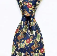 【美品】サルヴァトーレフェラガモ ネクタイ ネイビー ホース柄 馬 シルク
