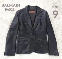 バルマン　極美品　レザーテーラードジャケット(13)黒　大きいサイズ　ワンボタン バルマン 極美品 レザーテーラードジャケット(13)黒 大きい
