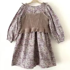 petit main　花柄ワンピースビスチェセット　110