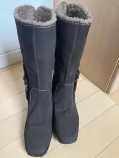 ダークブラウン サイドバックル ロングブーツ