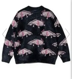 ウーパールーパーシャギー MIX ジャガードニットBIGセーター (MENS)M