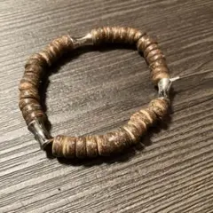 【1134】新品 木製ビーズとシルバーのブレスレット