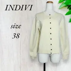 インディヴィ カーディガン ボレロ ニット 長袖 オフホワイト 白 946