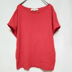 美品 LOFT ロフト【L】朱赤 ボートネック 半袖 ドルマン ニット