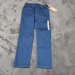 新品【無印】スリムフィットパンツ 120 インディゴブルー