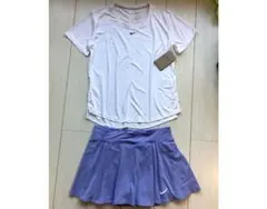 NIKEナイキ＊白トップスとシルエットの綺麗なスコート上下セットアップ