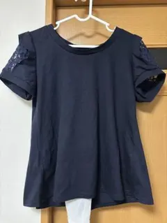 HUDSON honey 半袖カットソー レース切替 ネイビー Mのサムネイル
