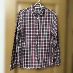 GUチェック柄 長袖シャツ レッド系