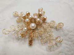 ゴールドパールコサージュ