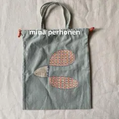 【美品】minä perhonen ミナペルホネン鳥のイラスト入り　巾着袋のサムネイル