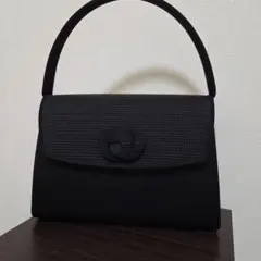 和装用 ブラックハンドバッグ 編み込みデザイン
