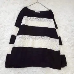 ☆*)様 ハートインチェインズ ニット ボーダー レース チュニック（L）長袖