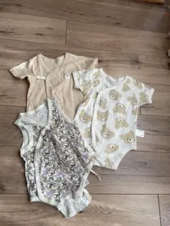 プティマイン　ベビー肌着 3点セット ベージュ ホワイト　西松屋