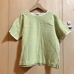 parici ボーダー配色バインダー 半袖Tシャツ　黄緑のサムネイル