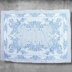 BOHF クラシック ラグ マット 古着 青 花柄 フラワー柄 植物