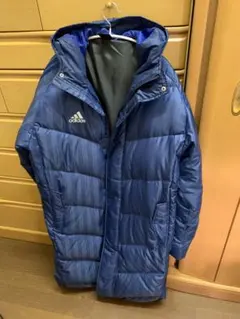 adidas フード付きダウンコート M 青