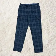 グローバルワーク　パンツ　M 　黒　チェック　ウエストゴム　紐