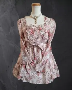 LIZ LISA系 薔薇チェックブラウス バレエコア ウィッシュコア 姫ギャルのサムネイル