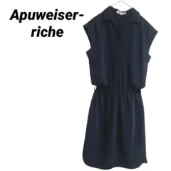 【Apuweiser-riche】フレンチスリーブひざ丈ワンピース ウエストゴム