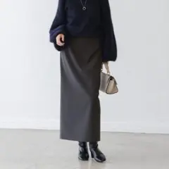 【完売品】Noble ジャージーライクカラータイトスカート　グレー