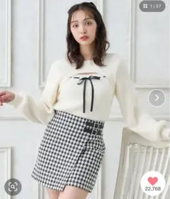 ♡INGNI♡ フェザーリブデコルテオープンリボンニット