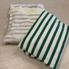 ワークマンFieldcore ストライプ長袖Tシャツ　パープルホワイトボーダーＬのサムネイル