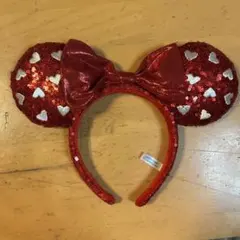ミニー 赤 ハート スパンコール カチューシャ