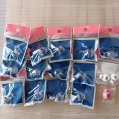 手芸用パーツ コードストッパー　丸型クリア　ブルーピンクシルバー　15個セット