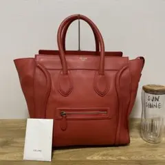 《美品》CELINE（セリーヌ）レザーハンドバッグ レッド系