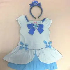 ハートキャッチプリキュア キッズ 女の子 半袖 ワンピース 水色 カチューシャ付のサムネイル