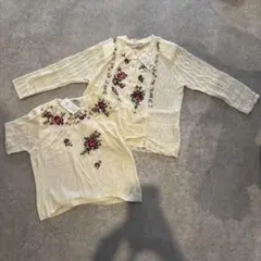 バラ刺繍　透かし編み長袖カーディガン　レイクアルスター