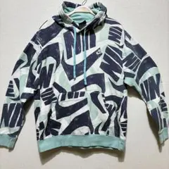 NIKE 総柄 スウッシュ パーカー L ミントグリーン フーディー