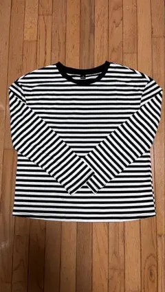 ストライプ　ボーダー　白黒ロンT y2k