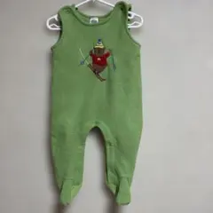 Baby GAP緑色ロンパース スキーキャラクター刺繍付き