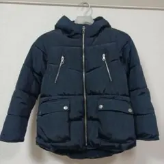Zara Girls フード付きダウンコート 8サイズ ネイビー