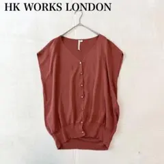 【HKワークスロンドン】Vネックニット （M)フレンチスリーブ フロントボタンのサムネイル