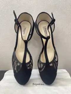 【新品✨】Repetto レペット レース Tストラップ パンプス ブラックのサムネイル