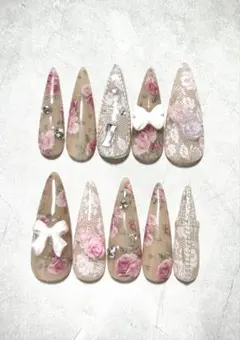 ウィッシュコア レース ネイルチップ ドリームコア ガーリー バレエコア Y2K