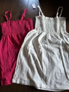 UNIQLO シャーリングチュニック キャミソール 2色セット ホワイト ピンク