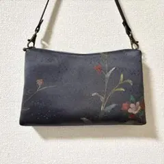 [309] 着物リメイク 和柄 透明感溢れる花々 ミニバッグ ポーチ