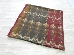 美品 送料込み ジムトンプソン ボルドー カーキ 柄 シルク 大判 スカーフ