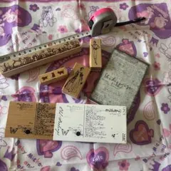 木製スタンプ 6個セット 蝶と文字