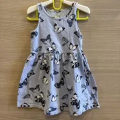 H&M 蝶プリント ノースリーブワンピース 98/104