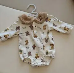 テディベア　クマイラスト　ロンパース 80センチ