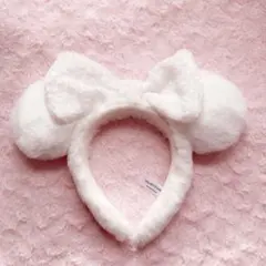【Disney】 ミッキー耳カチューシャ ホワイト