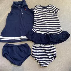 Ralph Lauren ネイビーストライプドレスショーツ付き4点セット 18M