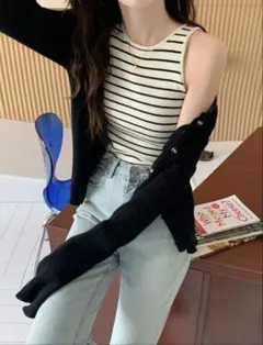 SHEIN ボーダー　ニット　タンクトップ　キャミソール